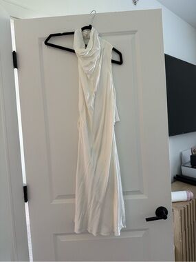 DISSH White Draped Halter Midi Dress